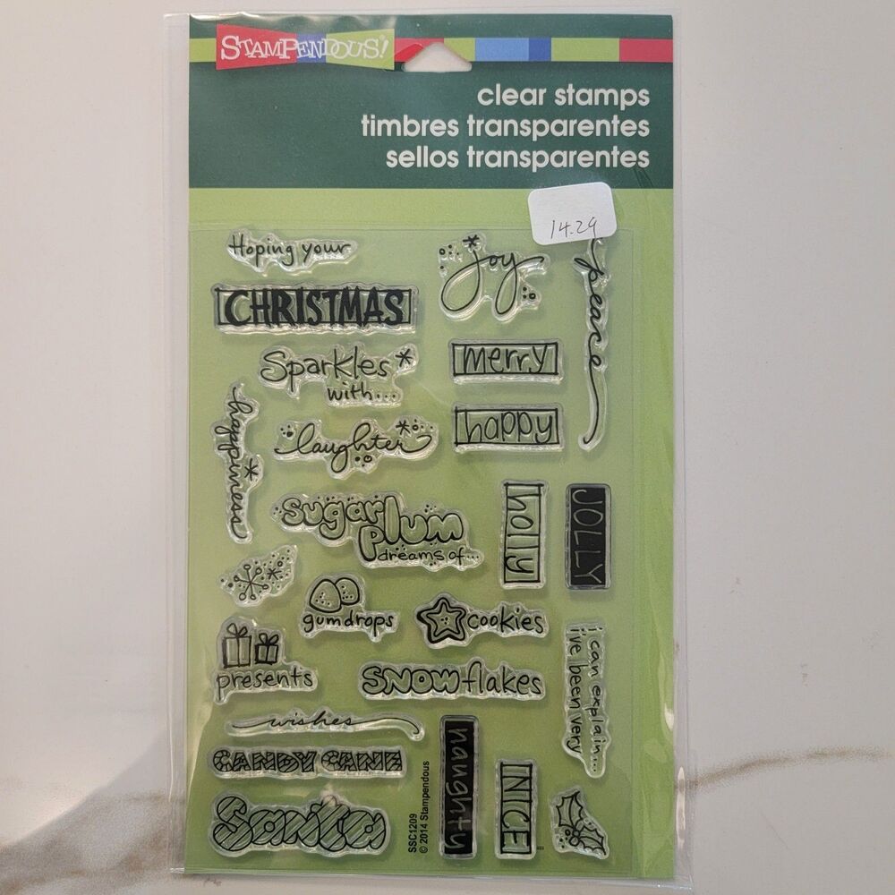 Stampendous HOLIDAY WORDS Clear Cling Stamp Set of 24 Christmas Joy Merry Wishes